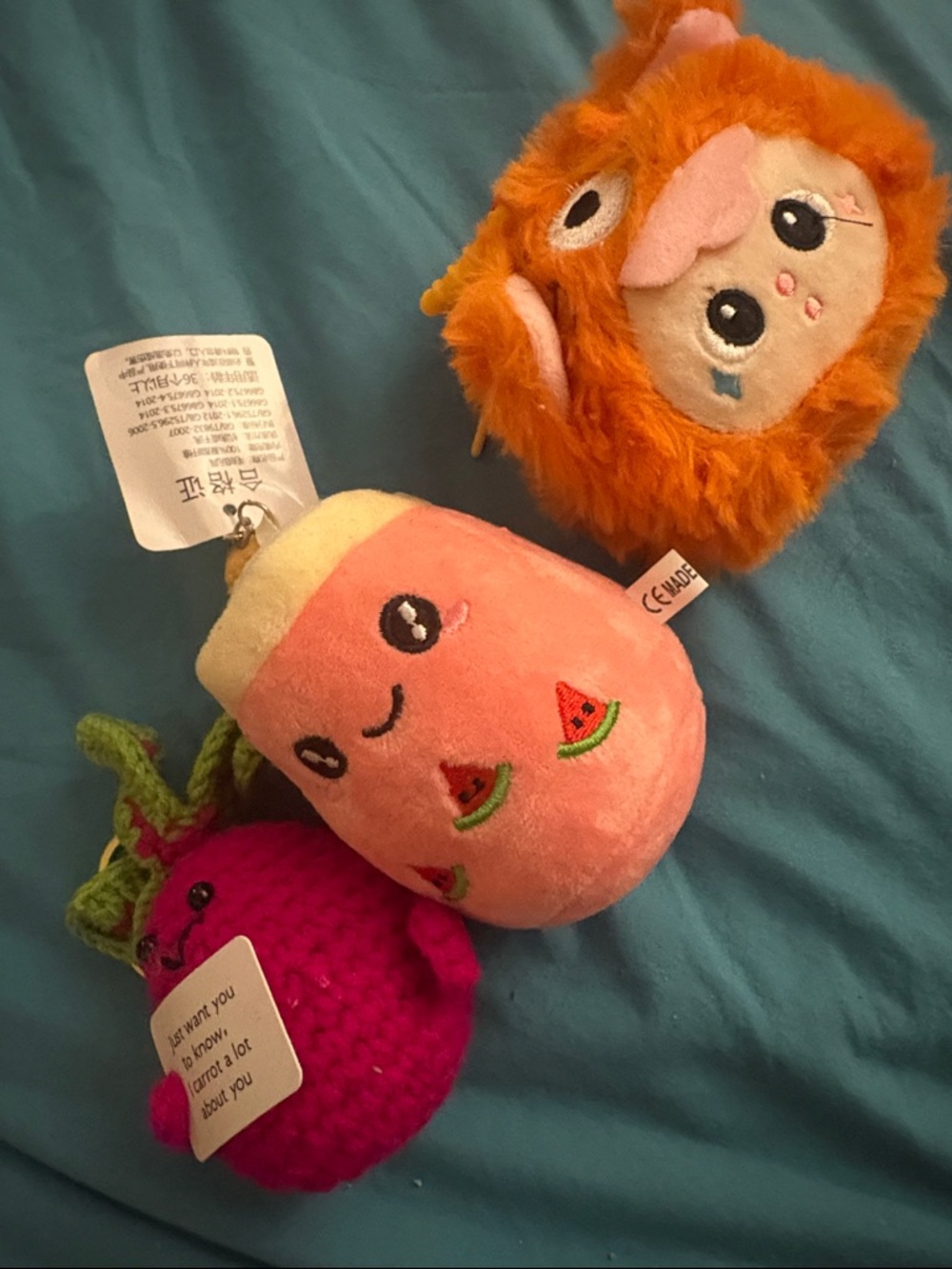 Three plush keychains all three for $15